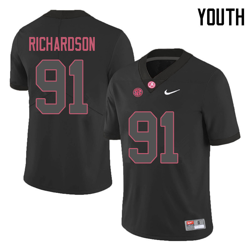 Alabama Crimson Tide Youth Galen Richardson #91 Black NCAA Nike Authentic Stitched 2018 College Football Jersey GM16V33VP
